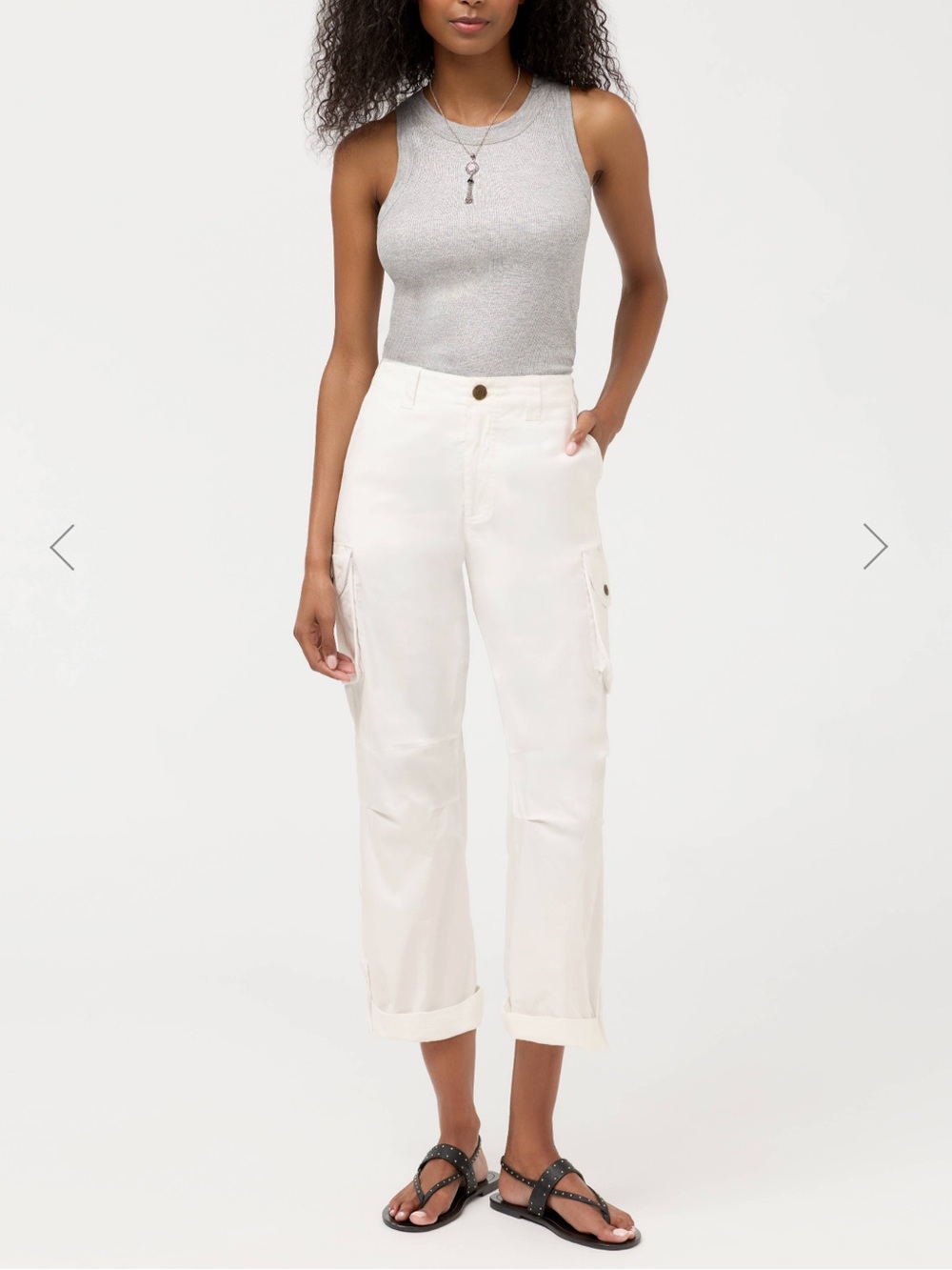 Johnny Was Poplin Cargo Pants White Size Small NWT